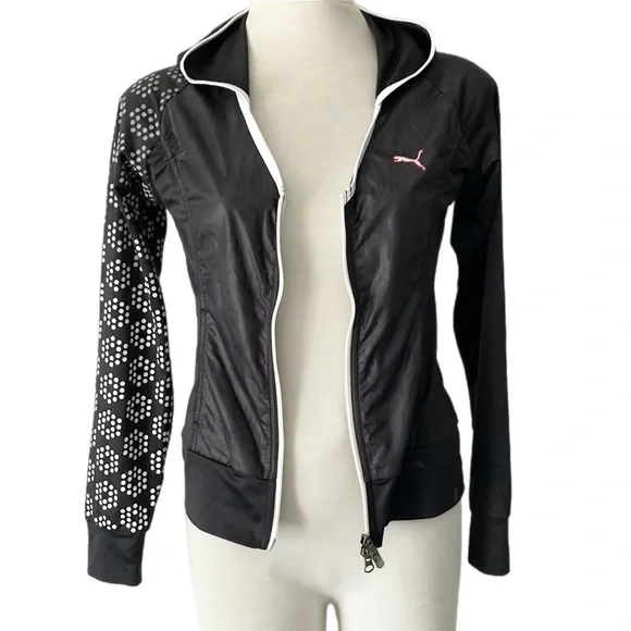 PUMA women’s fitted black white hoodie Zip up - Picture 10 of 15